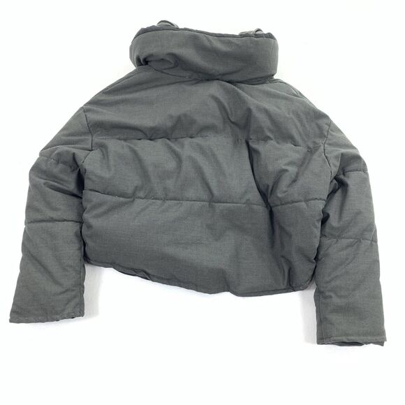 Zara Cropped Puffer Coat Size Medium Womens Dark Gray Winter Cold Weather Jacket - Picture 2 of 6